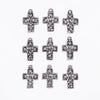 Antique Silver Delicately Detailed Cross Charms 9pc Set