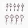 Antique Silver Vintage Miniature Skeleton Keys 9pc Charm Set