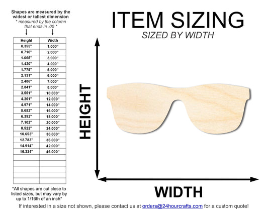 Unfinished Wood Sunglasses Silhouette | DIY Summer Craft Cutout | up to 46" DIY