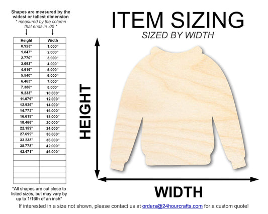 Unfinished Wood Sweater Silhouette | DIY Winter Craft Cutout | up to 46" DIY