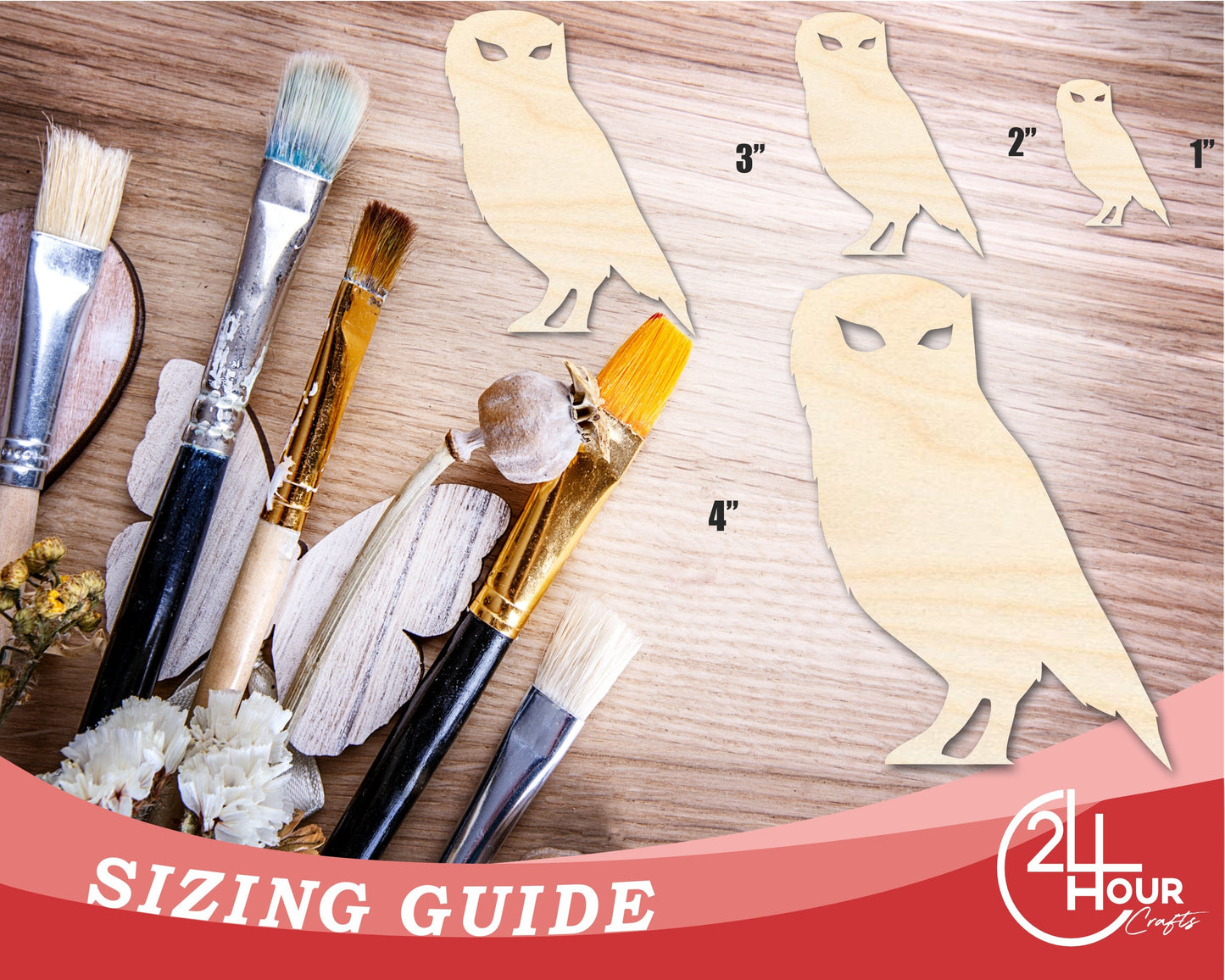 Unfinished Wood Spooky Owl Shape | Craft Cutout | up to 46" DIY