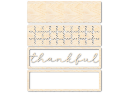 Unfinished Wood Layered Thankful Plaid Sign | 4 Layers | up to 46"