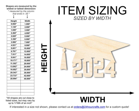 Unfinished 2024 Graduation Cap Shape | DIY Craft Cutout | up to 46" DIY
