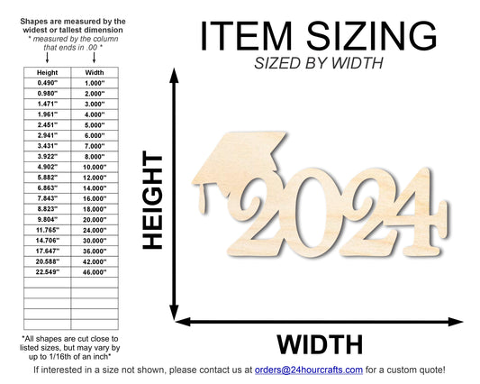 Unfinished 2024 Graduation Cap Silhouette | DIY Craft Cutout | up to 46" DIY