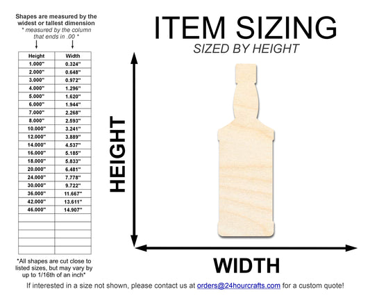 Unfinished Whisky Bottle Shape | DIY Craft Cutout | up to 46" DIY