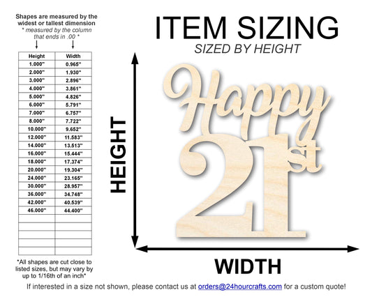 Unfinished Happy Twenty First Shape | DIY Craft Cutout | up to 46" DIY