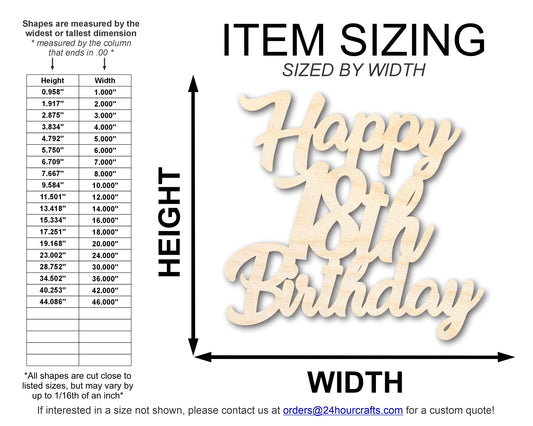 Unfinished Happy Eighteenth Birthday Shape | DIY Craft Cutout | up to 46" DIY