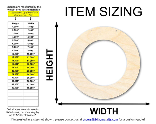 Unfinished Round Wreath Door Hanger | DIY Craft Cutout | Door Hanger | up to 46" DIY