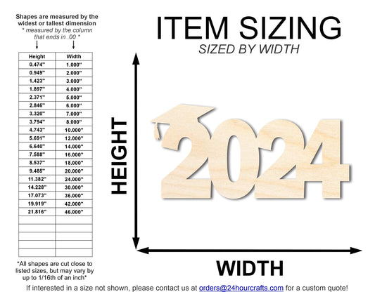 Unfinished 2024 Graduation Shape | DIY Craft Cutout | up to 46" DIY