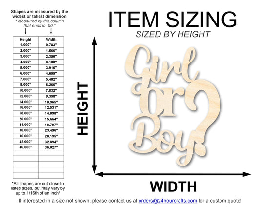 Unfinished Girl or Boy Sign Shape | DIY Craft Cutout | up to 46" DIY