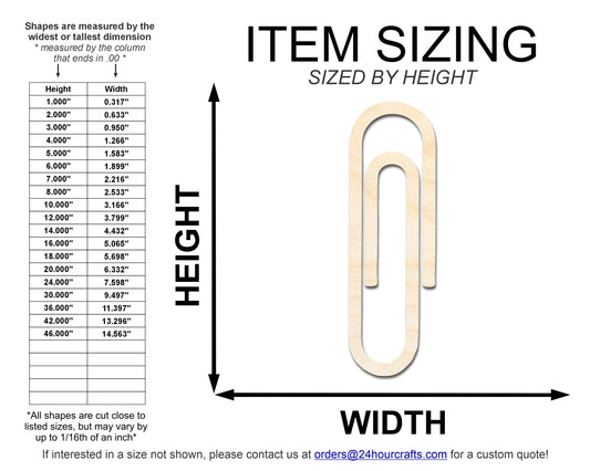 Unfinished Wood Paper Clip Shape | DIY Craft Cutout | up to 46" DIY