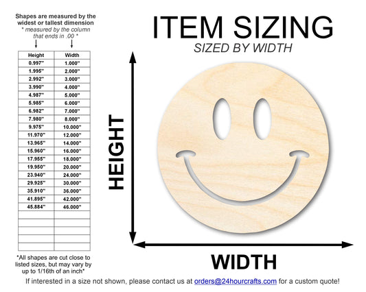 Unfinished Wood Smiley Face Shape | DIY Craft Cutout | up to 46" DIY