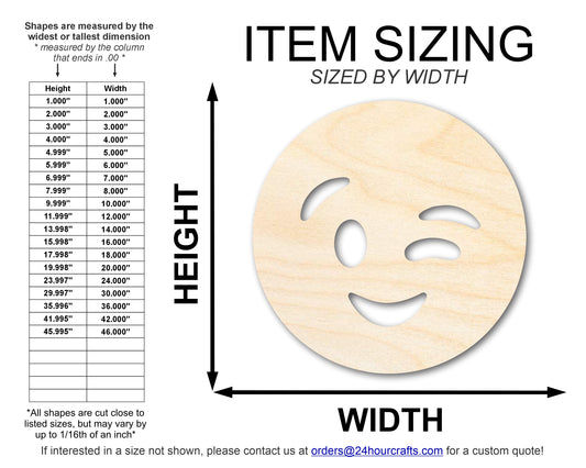 Unfinished Wood Winking Face Shape | DIY Craft Cutout | up to 46" DIY