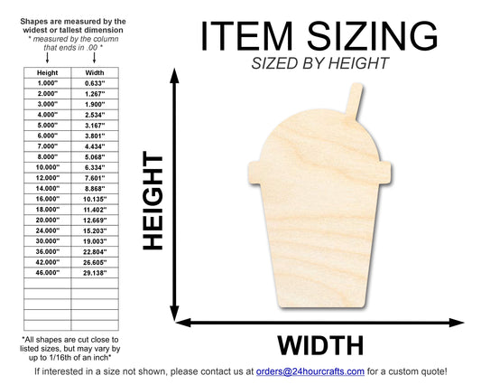 Unfinished Wood Slushie Drink Shape | DIY Craft Cutout | up to 46" DIY