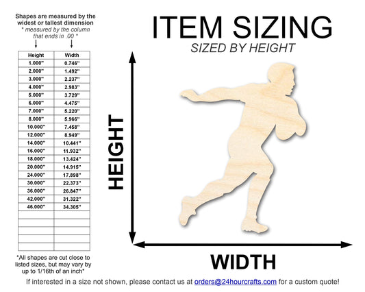 Unfinished Wood Rugby Player Shape | DIY Craft Cutout | up to 46" DIY