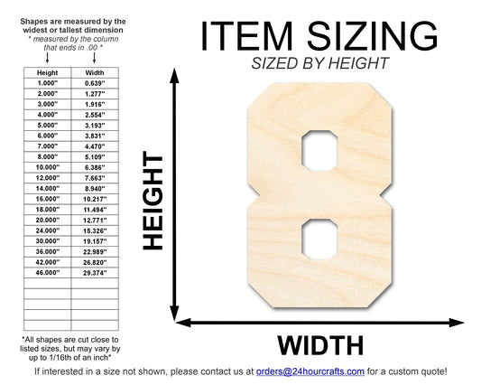Unfinished Wood Varisty Number Eight Shape | DIY Craft Cutout | up to 46" DIY