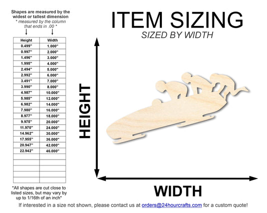 Unfinished Wood Bobsled Team Shape | DIY Craft Cutout | up to 46" DIY