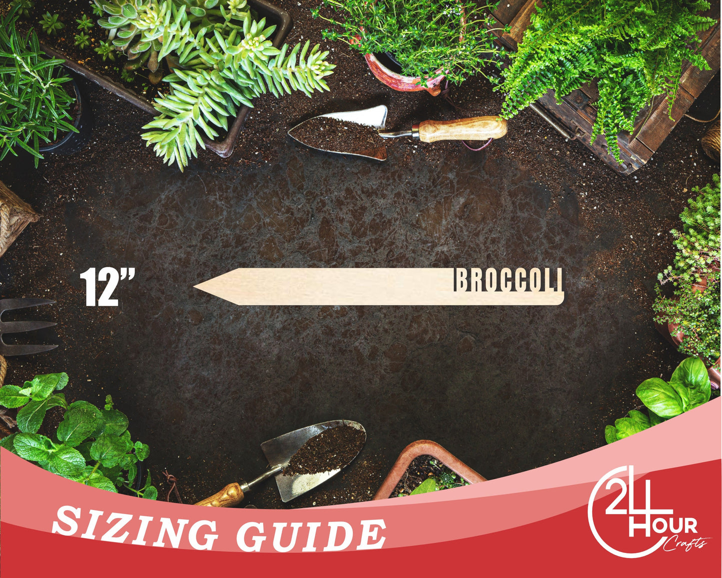 Unfinished Wood Broccoli Garden Stake | DIY Craft Cutout | up to 24" DIY