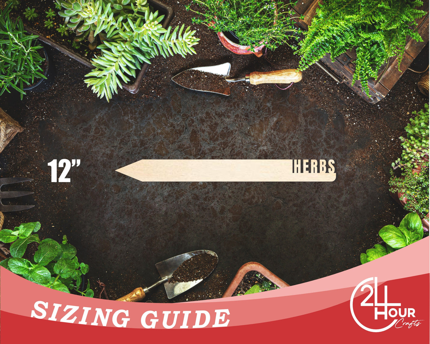 Unfinished Wood Herbs Garden Stake | DIY Craft Cutout | up to 24" DIY