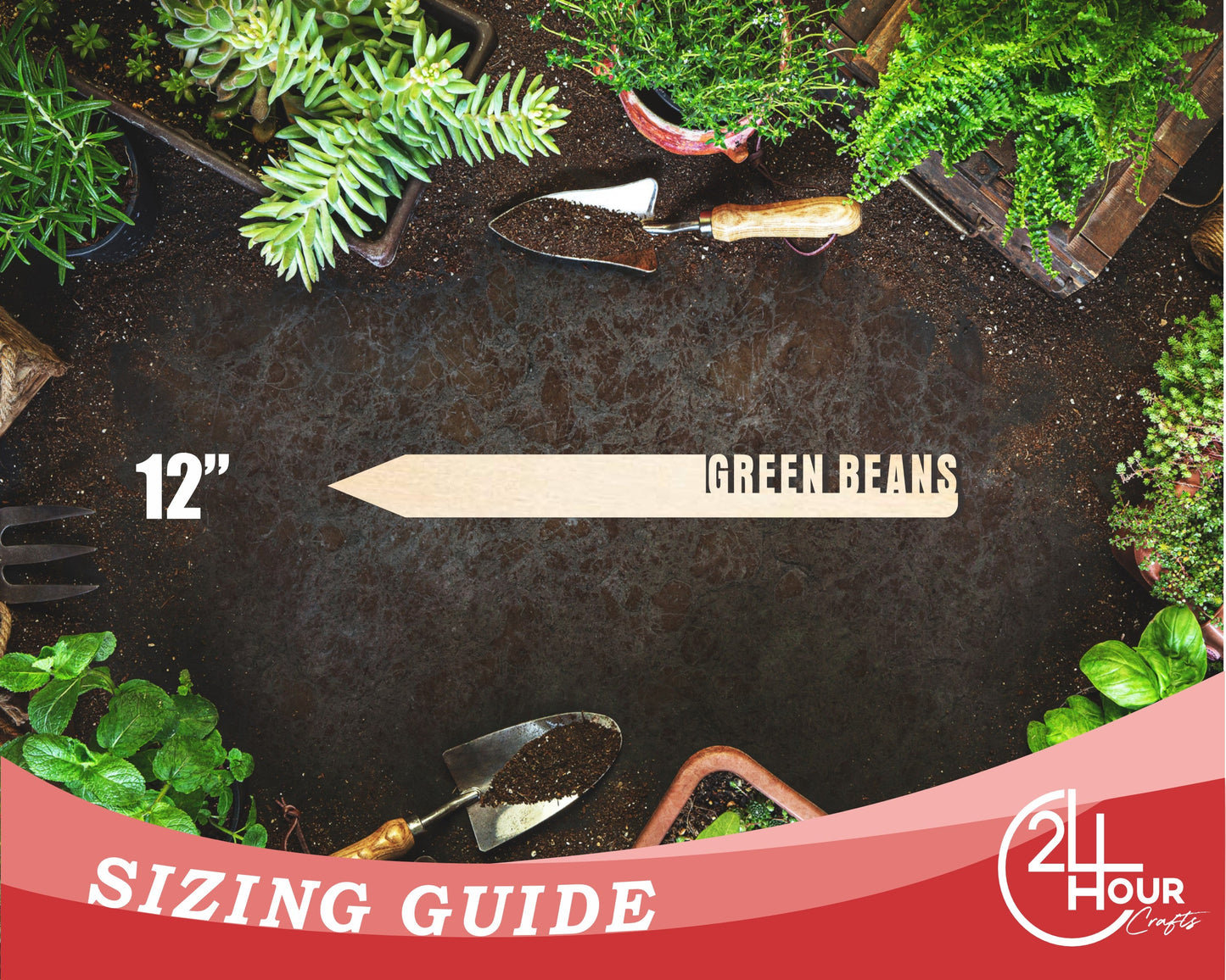 Unfinished Wood Green Beans Garden Stake | DIY Craft Cutout | up to 24" DIY