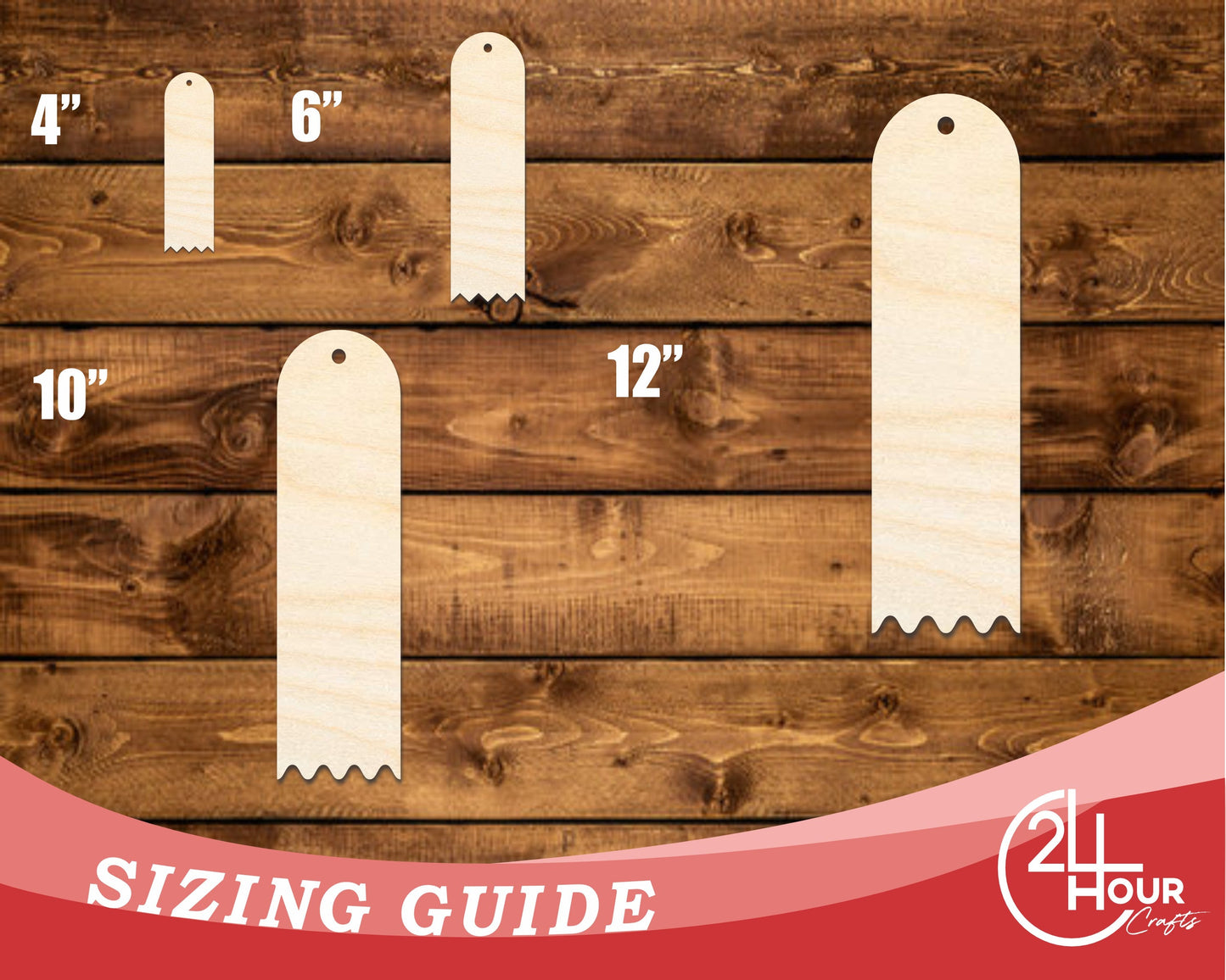 Unfinished Wood Rounded Zig Zag Bookmark Shape | DIY Craft Cutout | up to 12" DIY