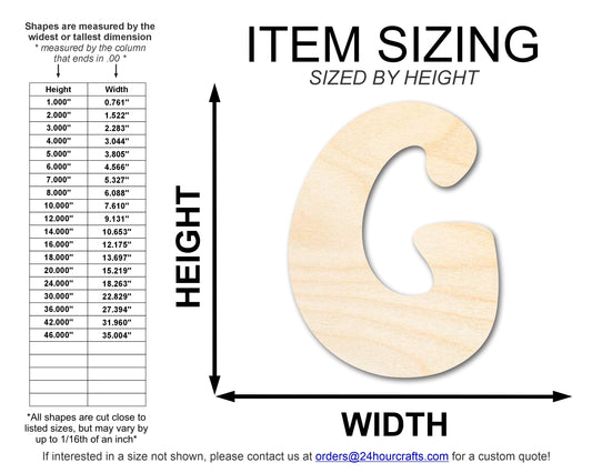 Unfinished Wood Groovy G Font Shape | DIY Craft Cutout | up to 46" DIY