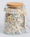 Pearl Bow Merry Christmas Square Alphabet DIY Bead Jar