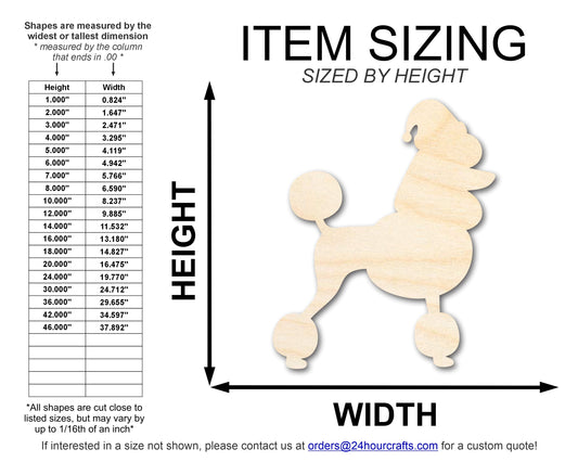 Unfinished Wood Poodle With Santa Hat Shape | DIY Craft Cutout | up to 46" DIY