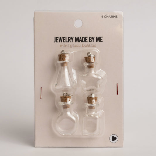 Mini Glass Potion Bottle Charms with Cork Set of 4 Clear Message in a Bottle for DIY Jewelry & Crafts