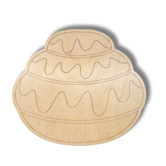 Unfinished Wood Etched Cinnnamon Bun Shape | Paint By Line Crafts | up to 30" DIY
