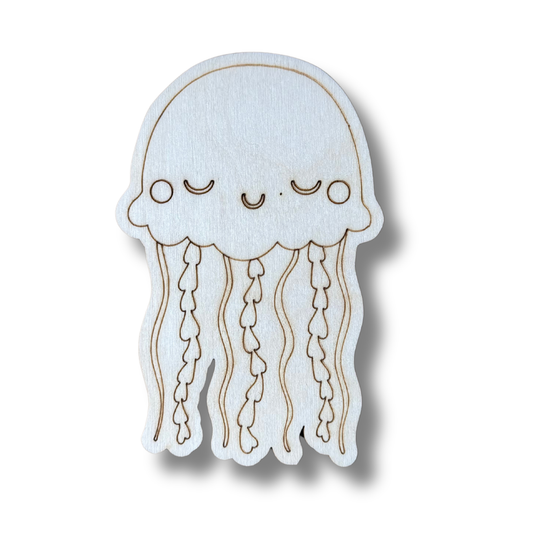 Unfinished Wood Etched Jelly Fish Shape | Paint By Line Crafts | up to 30" DIY