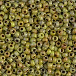 Miyuki 8-4515 8/0 Picasso Chartreuse Matte Seed Beads - 5 or 10 gm