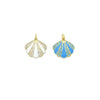 White Blue Enamel CZ Clam Shell Charm Pendant, Sku#A515