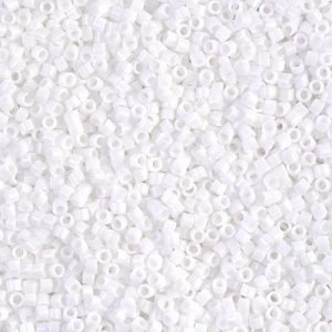 Miyuki Delica DB200 / DB0200 11/0 Opaque Chalk White Cylinder/Tube Beads, 5 or 10 gm
