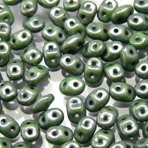 Matubo Superduo 2.5 x 5 mm 03000-14459 Chalk Green Luster Beads - 5 or 10 gm