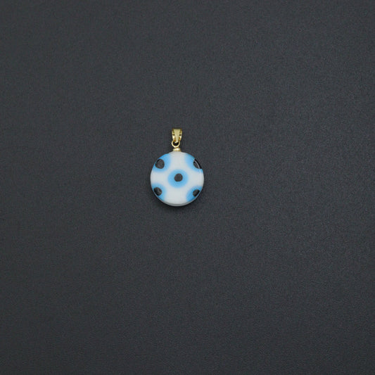 Blue White Evil Eye Ceramic Coin Pendant charm, Sku#EF820