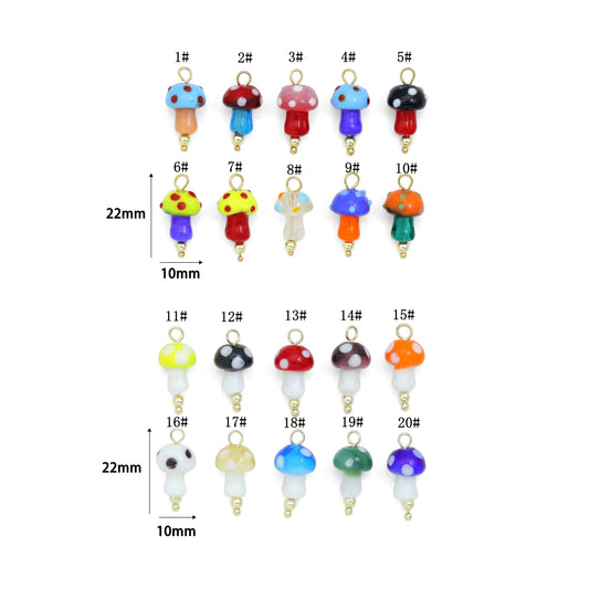 Colorful Ceramic Mushroom charm For Necklace Bracelet Jewelry Making Supply, Sku#EF821