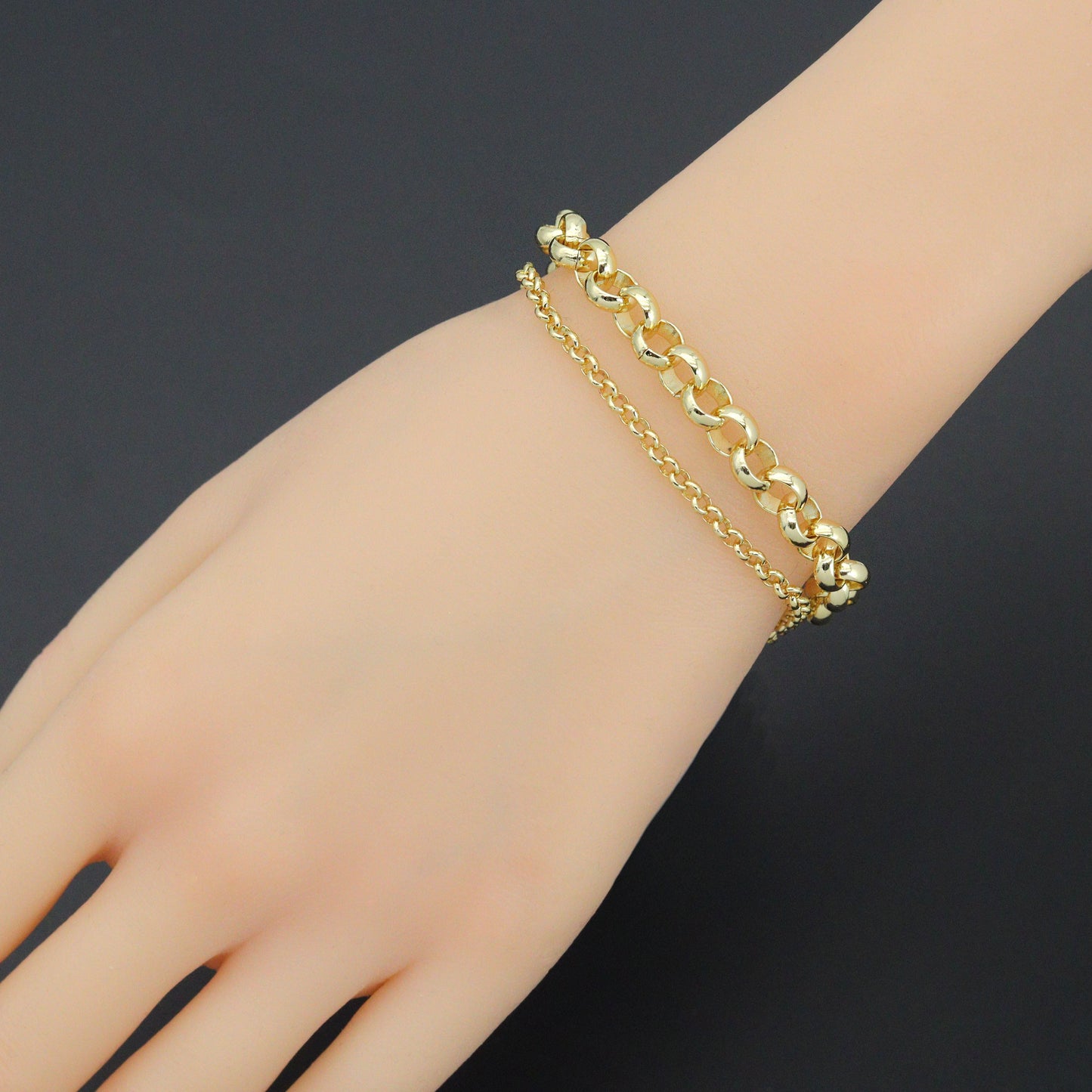 Rolo Link Chain Necklace Bracelet, Charm bar necklace bracelet, sku#EF793