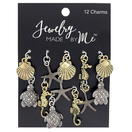 Gold and Silver Mixed Metal Sea Life 12pc Charm Set