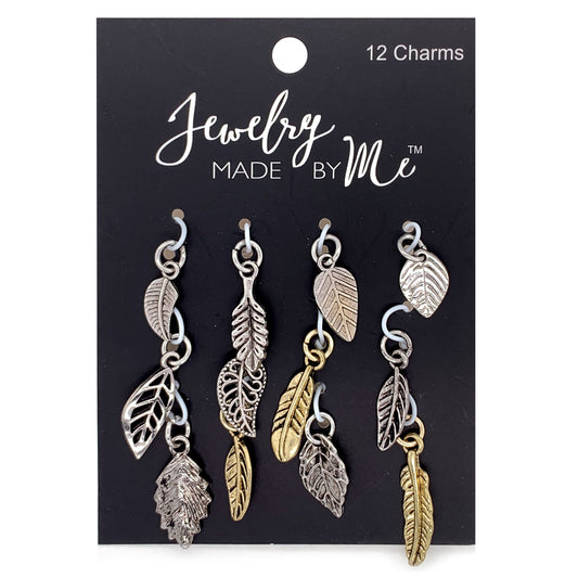 Silver and Gold Miniature Leaves 12pc Charm Set