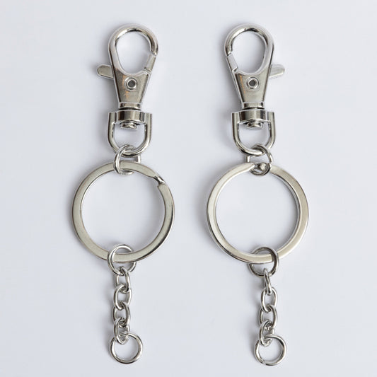 Silver Classic Key Rings with Lobster Hook 2pc