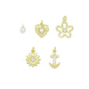 White Pearl, Pearl heart, Sunflower, Anchor, Flower Heart charm, Sku#LD766