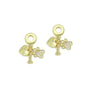 Clear CZ Gold Heart Paw Dog Bone Pendant Large Hole charm, Sku#LD774