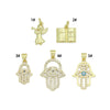Bible Angel Gold Evil Eye On Hamsa Hand Charm Pendant, Sku#LK1305