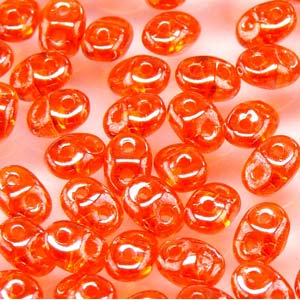 Matubo Superduo 2.5 x 5 mm 90030-14400 Hyacinth / Orange Luster Beads - 5 or 10 gm