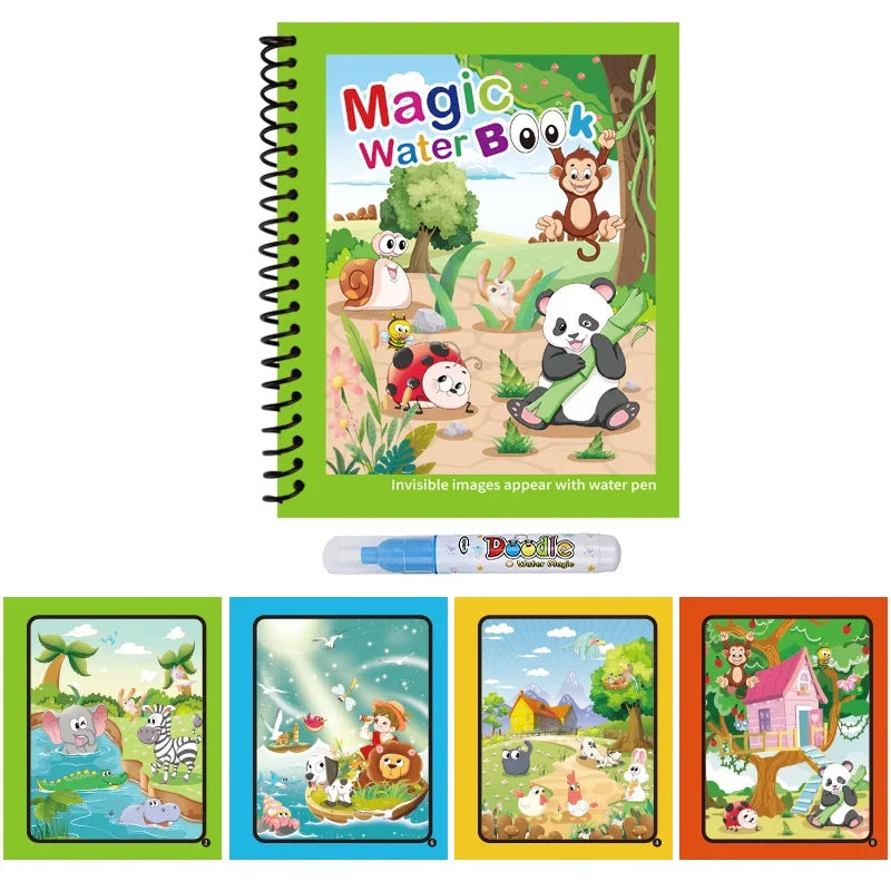 Cartoon Watercolor Painting Magic Book | Mess-Free Reusable Water Drawing Pad for Kids