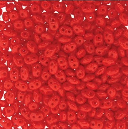 Matubo Superduo 2.5 x 5 mm 59320 Opaque Coral Red Beads - 5 or 10 gm