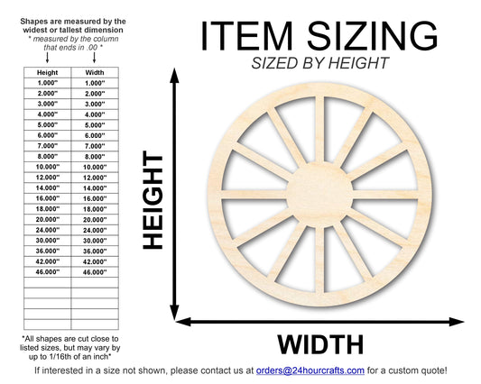 Unfinished Wood Wagon Wheel Shape | Rustic Farmhouse | DIY Craft Cutout | Up to 24"