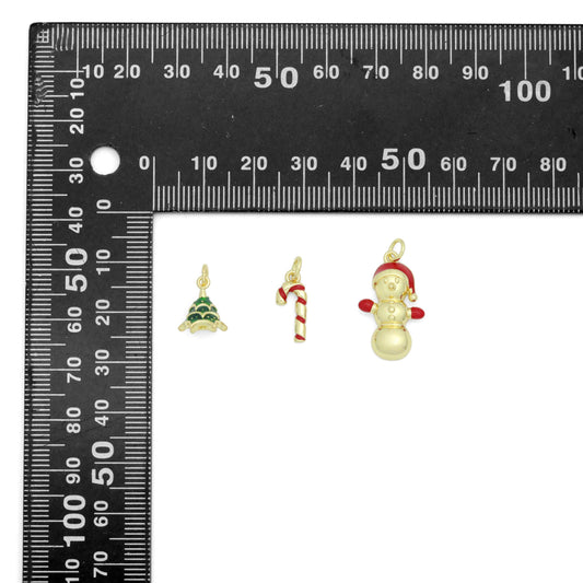 Christmas Tree, Candy Cane , Snowman Charm Pendant, Sku#Y1068