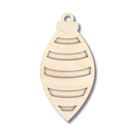 Unfinished Wood Layered Christmas Bulb Ornaments | 2 Piece | 5" Tall | 1/8" Wood | Wood Craft DIY